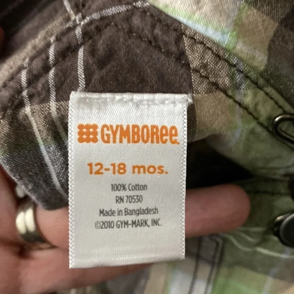 Gymboree cotton Plaid Overall Shorts 12-18M